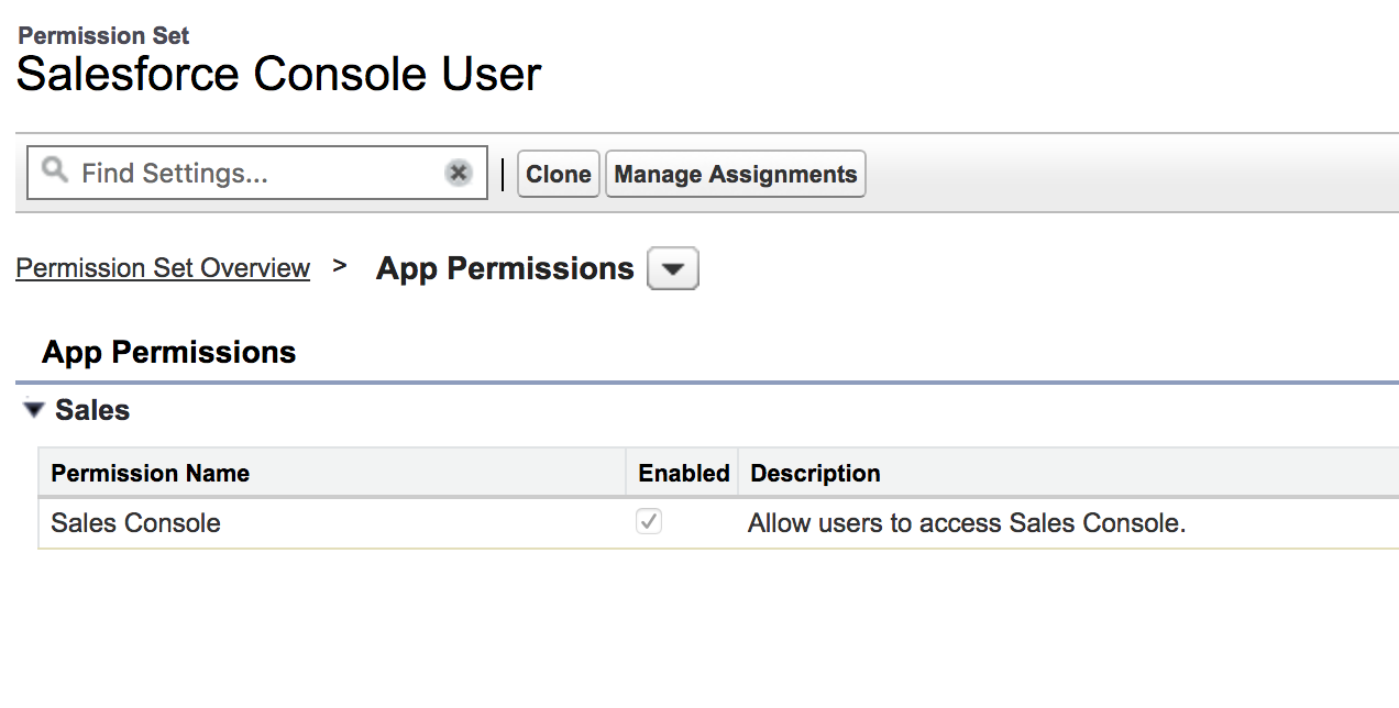 Salesforce Console Permission Set