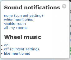 Sound settings with Wheel of Blame options