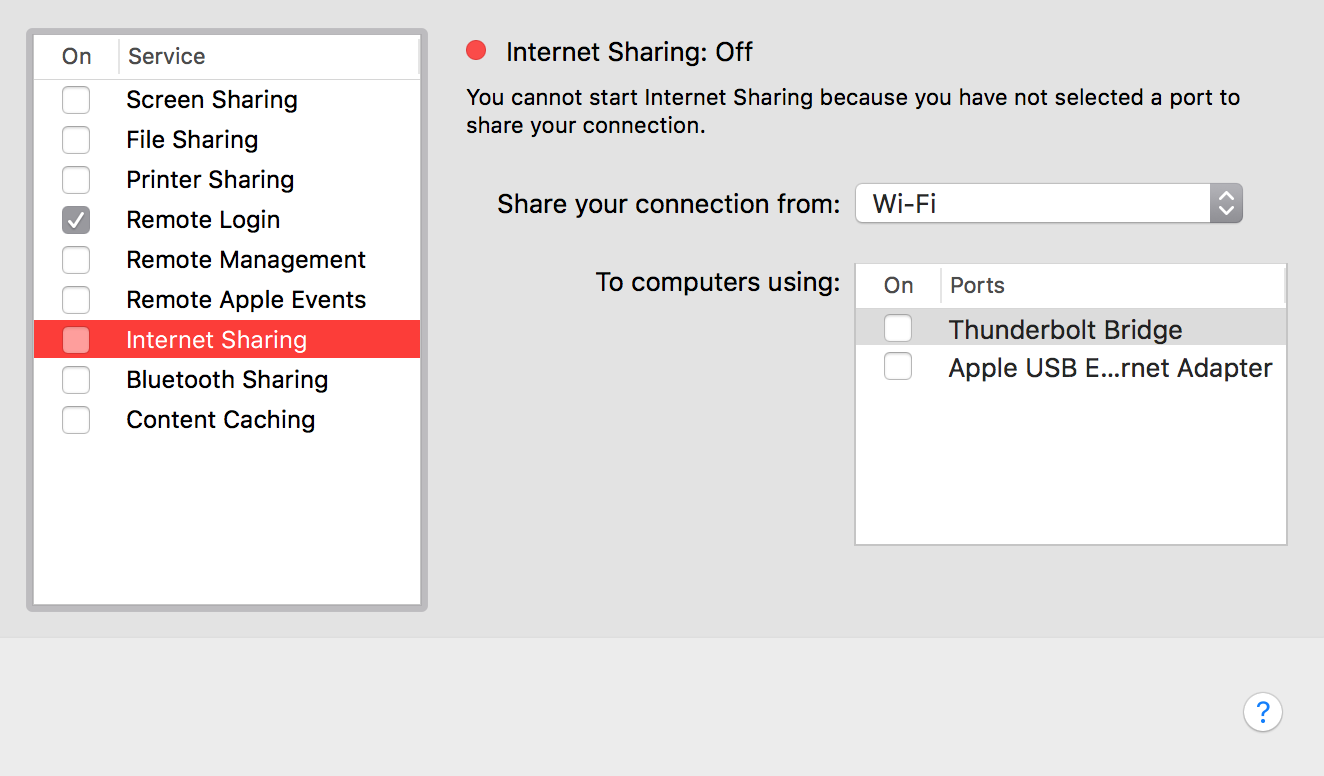 sharing panel osx