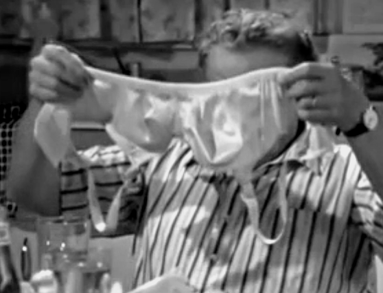 Frank was hanging the bra while he would analyze and describe it