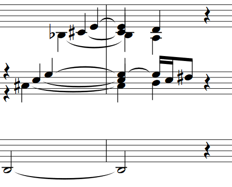 Toccata and Fugue second and third measures