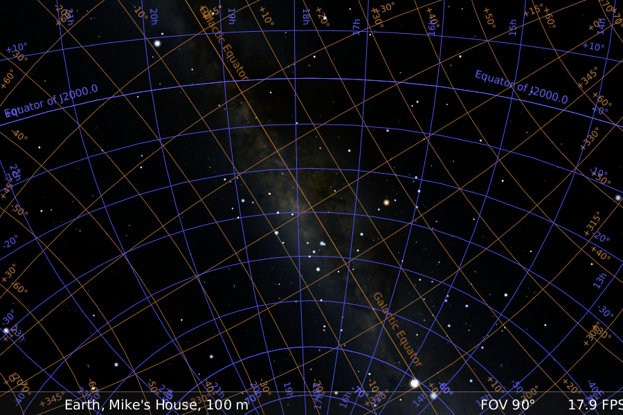 screenshot of equatorial and galactic coordinate grids