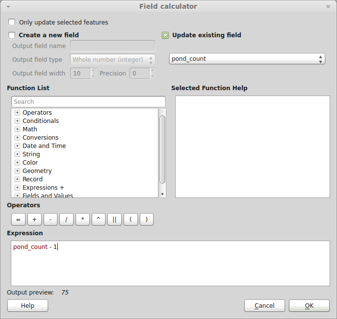 QGIS: Updating an existing field with the Field Calculator