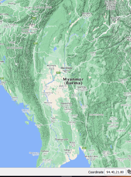 The area of interest, Myanmar, in CRS EPSG:4326