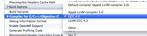 xcode 4.2 中 CGG 4.2 的屏幕截图