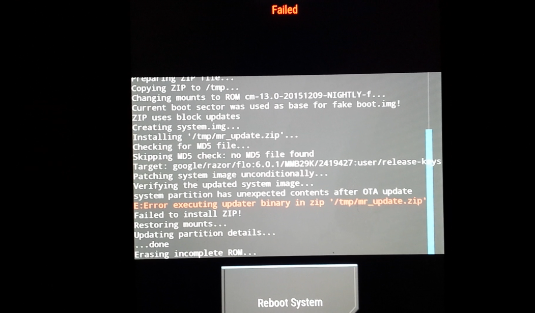 install failure