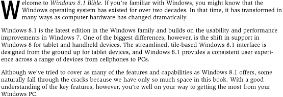 text example from the Windows 8.1 Bible