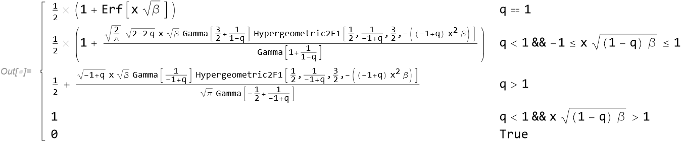 CDF of q Gaussian distribution