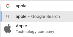 Google search result preview for Apple