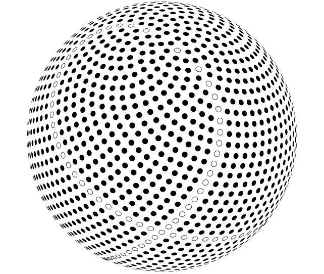 Fibonacci grid on the surface of a sphere