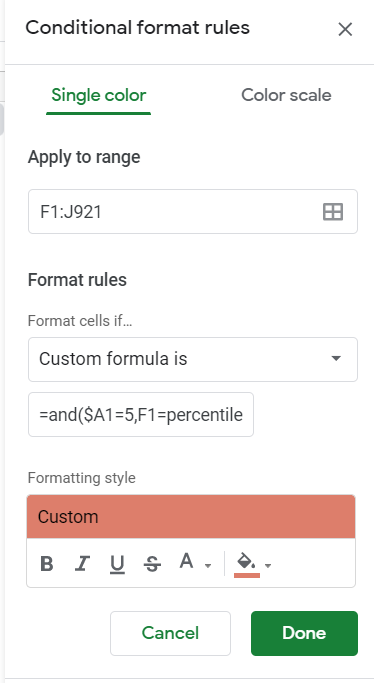 conditional formatting formula