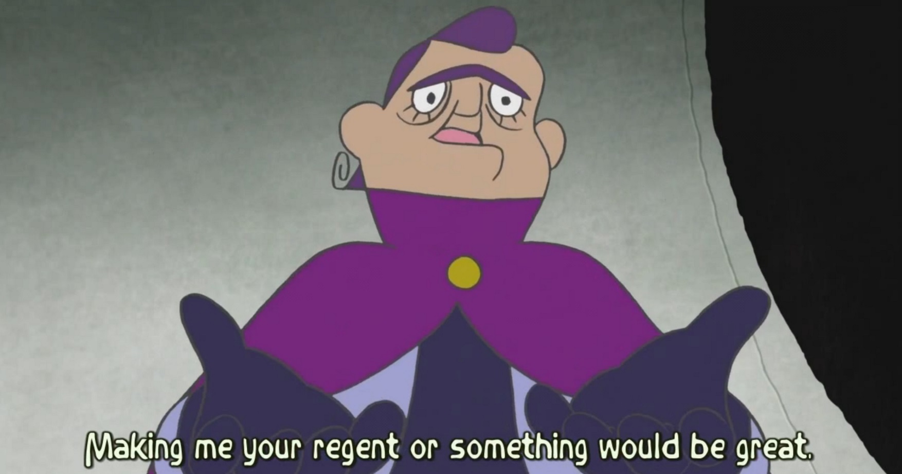 Picture from episode 11: Mantle asking to be made a regent