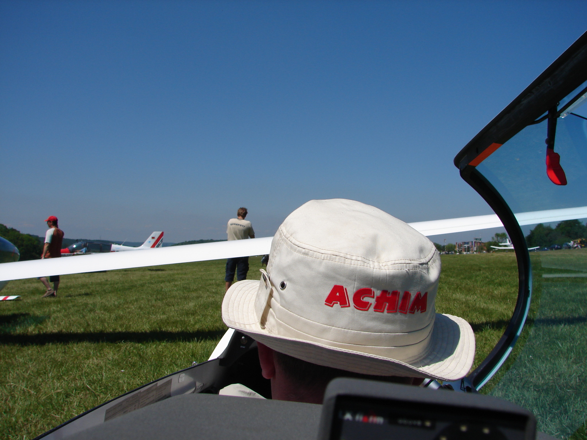 Glider pilot with hat