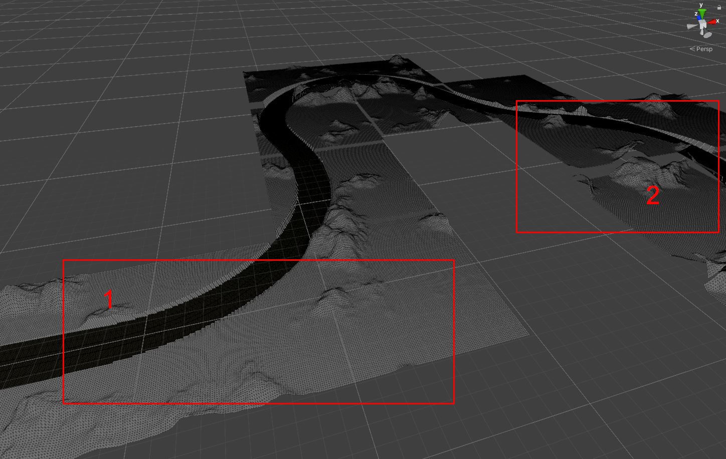 Terrain tiles with visible discontinuities along tile borders