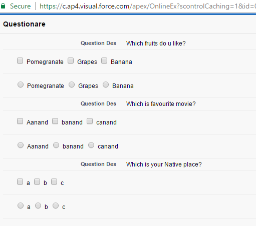 Expecting only checkboxes for multiselect type questions and radio buttons for singleselect type questions, but here both checkboxes and radiobuttons are displaying for multiselect type questions - how can these be rendered