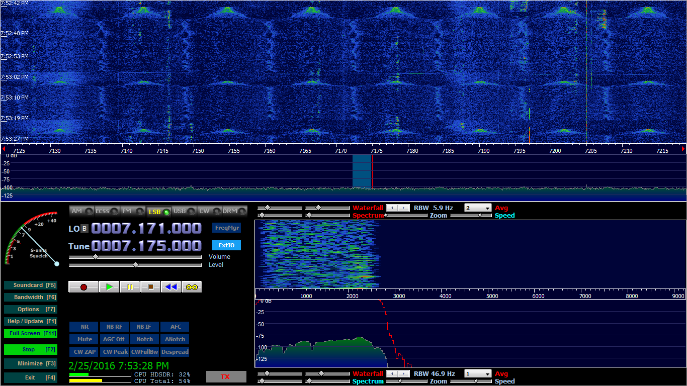 Waterfall of interfering signal, emphasizing its periodic nature