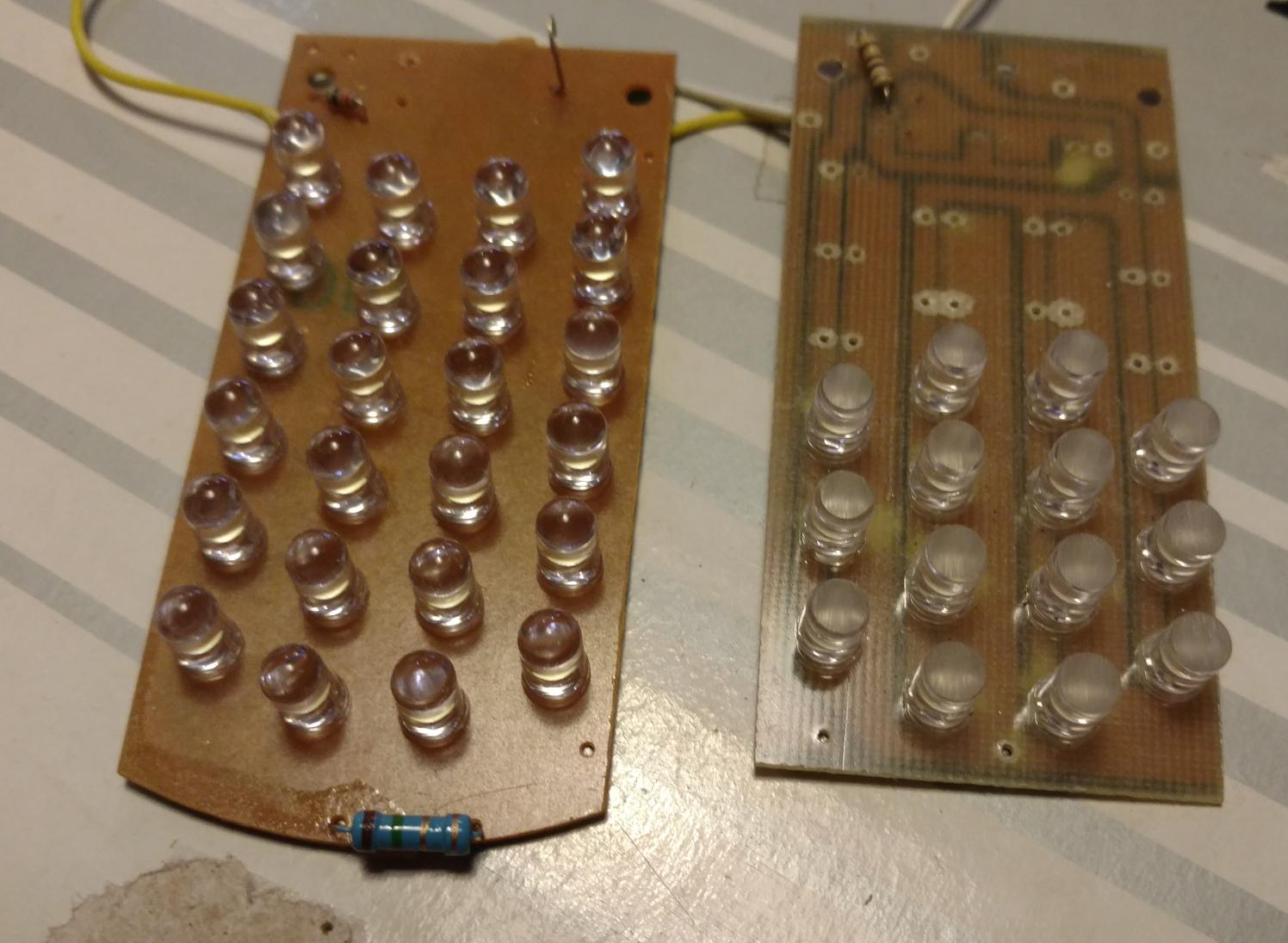 LED circuit boards (I sanded the tops of the LEDs)