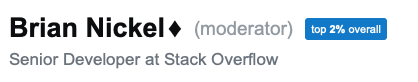 Brian Nickel's profile image before the update, showing "(moderator) but not "staff".