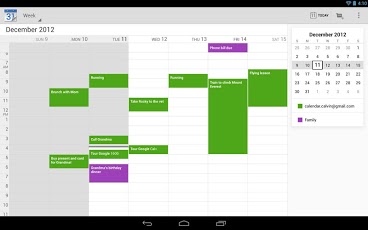 Tablet with Google Calendar