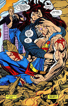 Superman dead in Lois Lane's arms