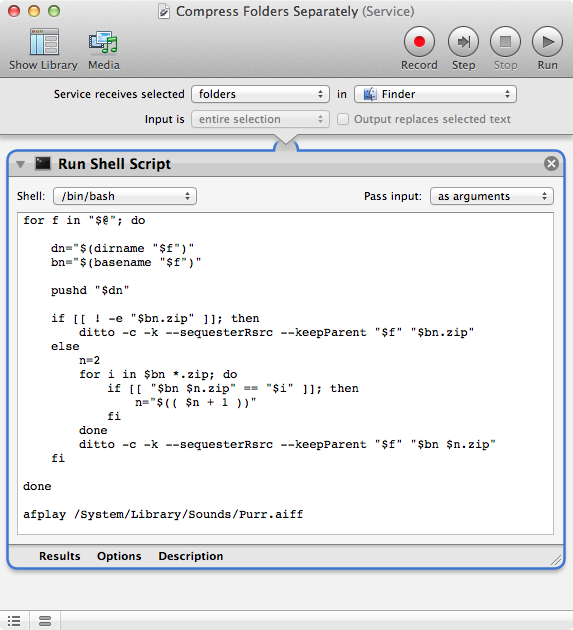 Compress Folders Separately - Automator Service