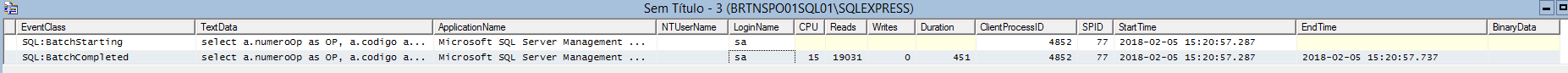 SQL PROFILER - QUERY 2