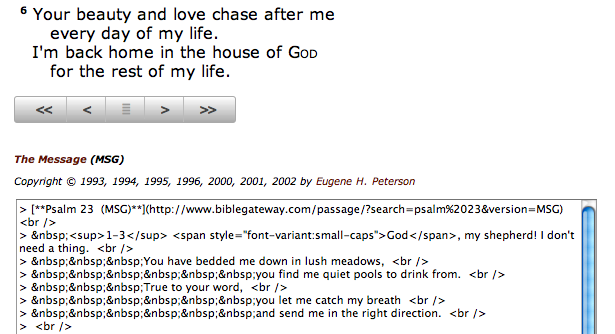 A screenshot of userscript-modified BibleGateway