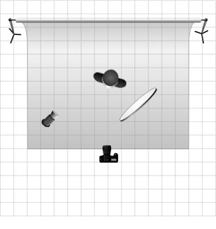 Basic one-light Rembrandt Lighting setup with reflector diagram