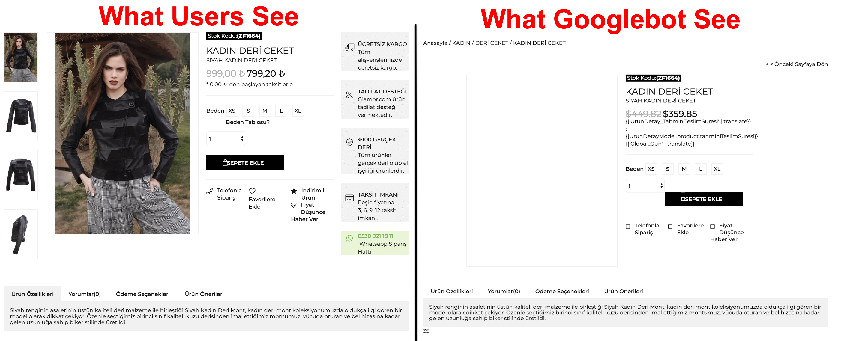 what users see vs what googlebot see