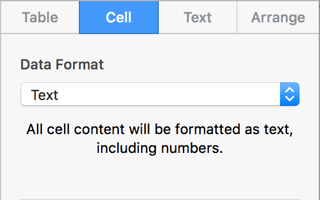 Settings for format text