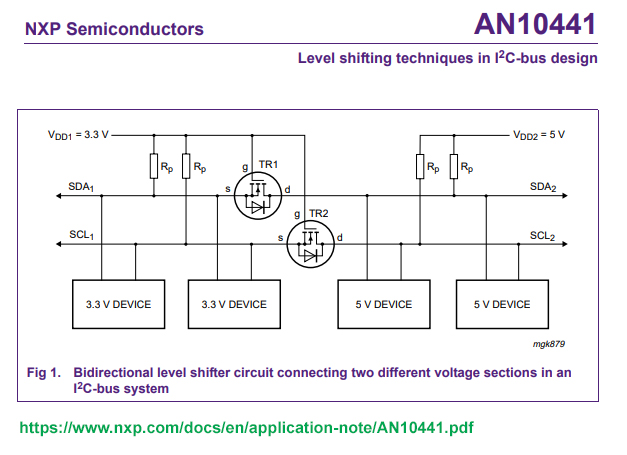 NXP I2c Logic Level Shifting Notes