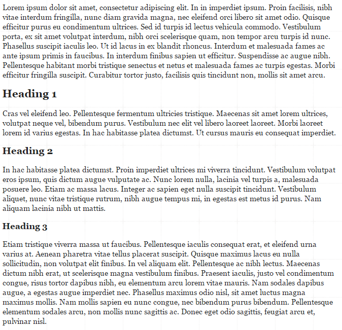 Headings with fixed 15px spacing