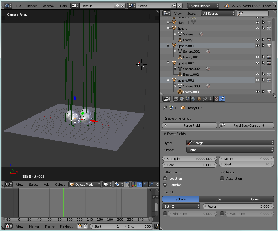 Blender setup using charge fields