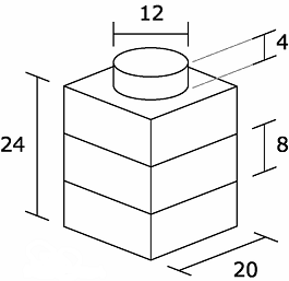 1x1 lego brick dimensions sale