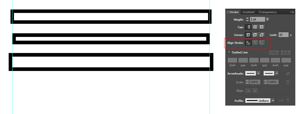 Illustrator object align stroke options
