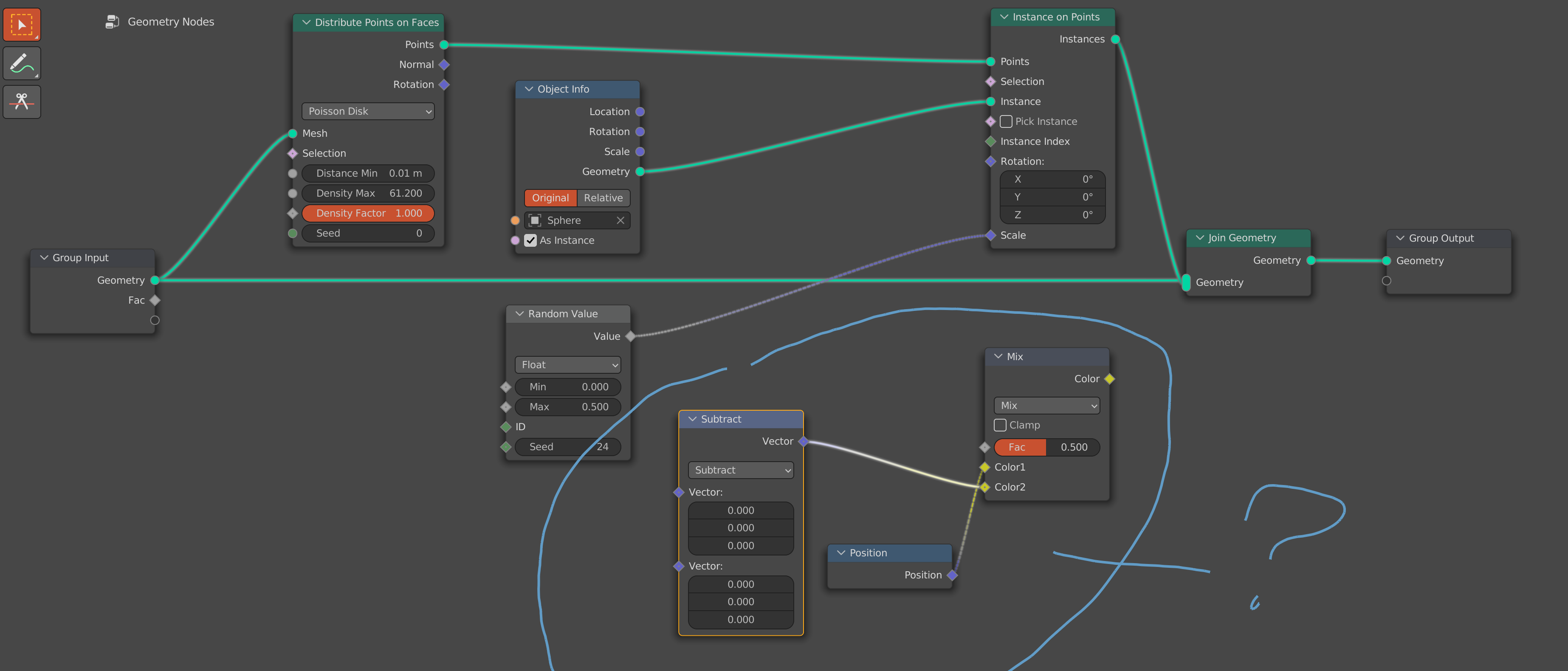 Geo nodes in blender v. 3.3