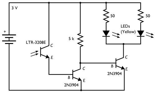 Common emitter light sensor