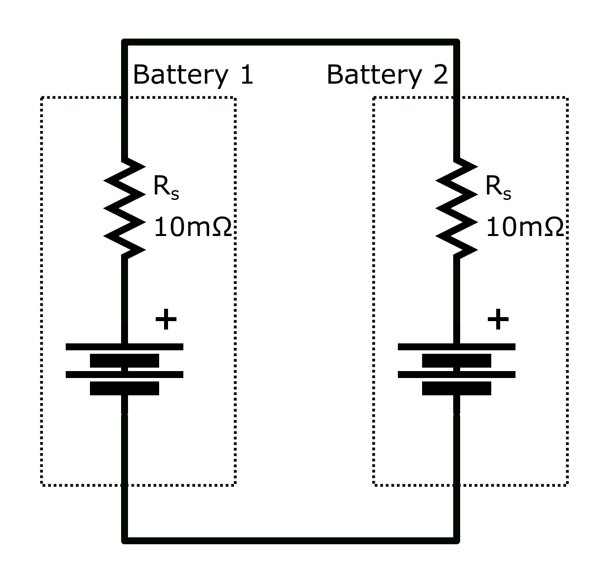 Batteries in parallel with internal resistance drawn