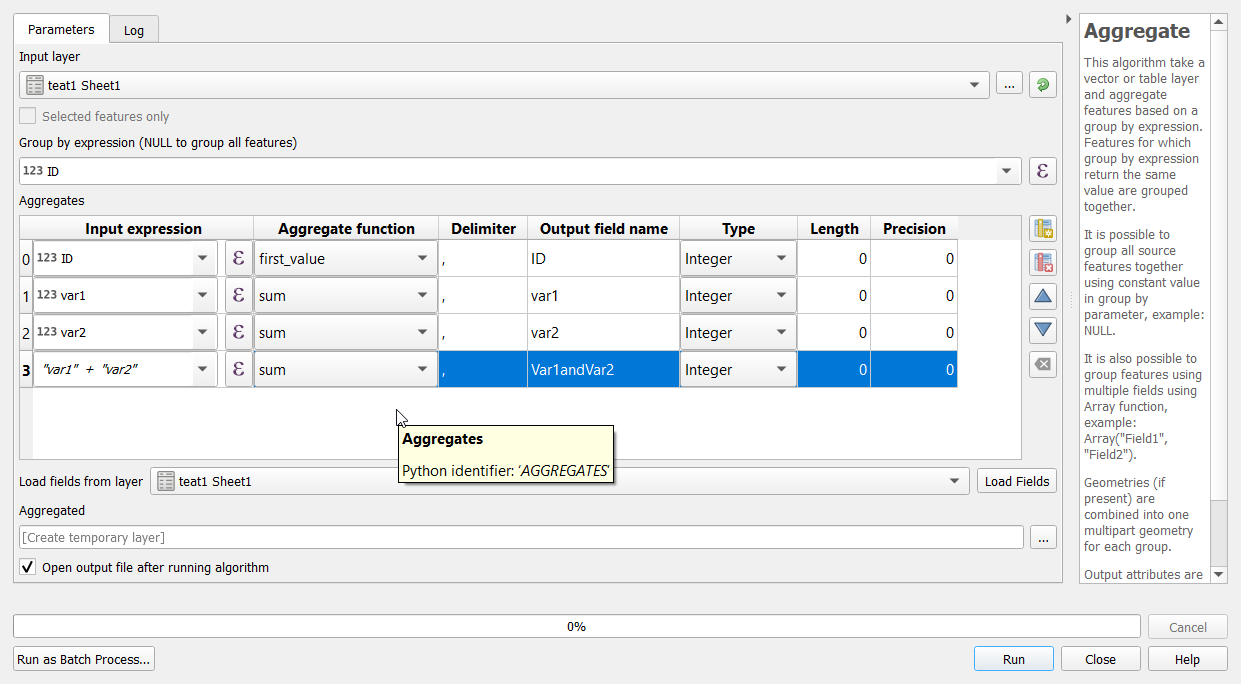 Aggregate setup