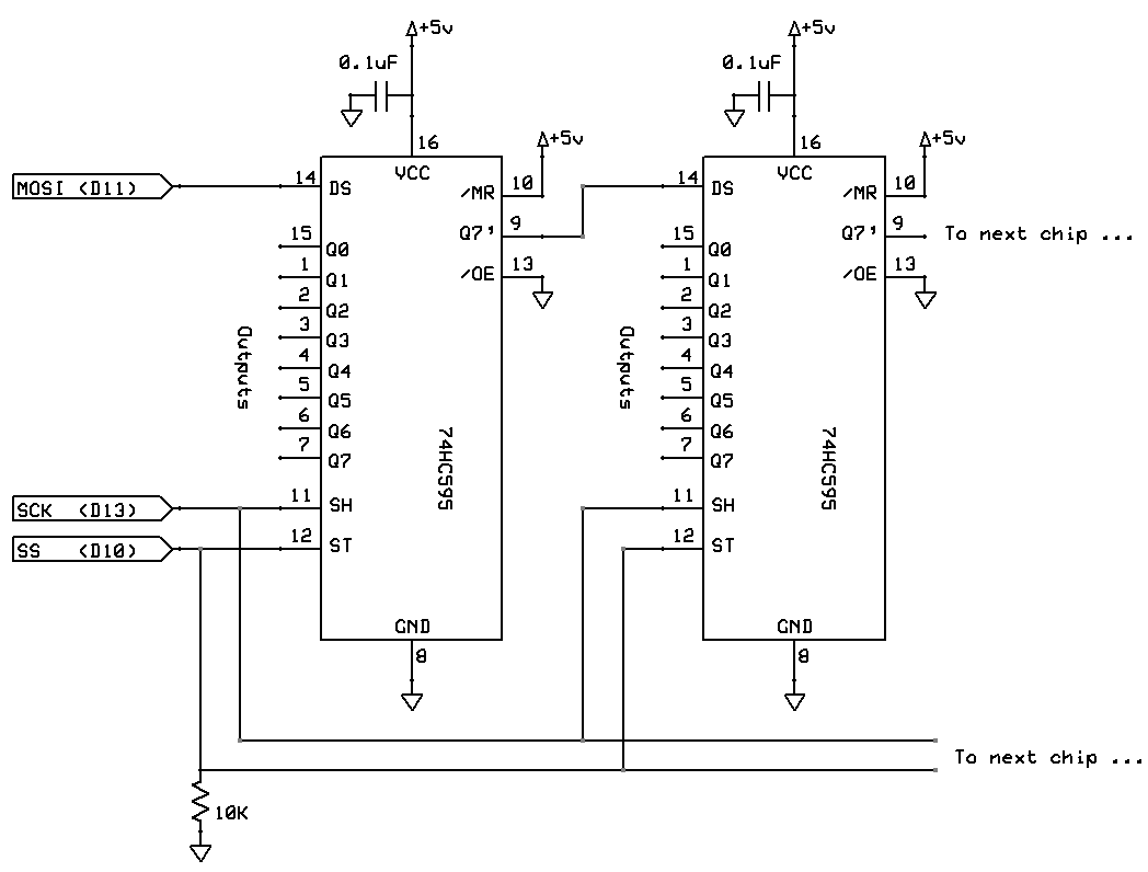 74HC595 schematic