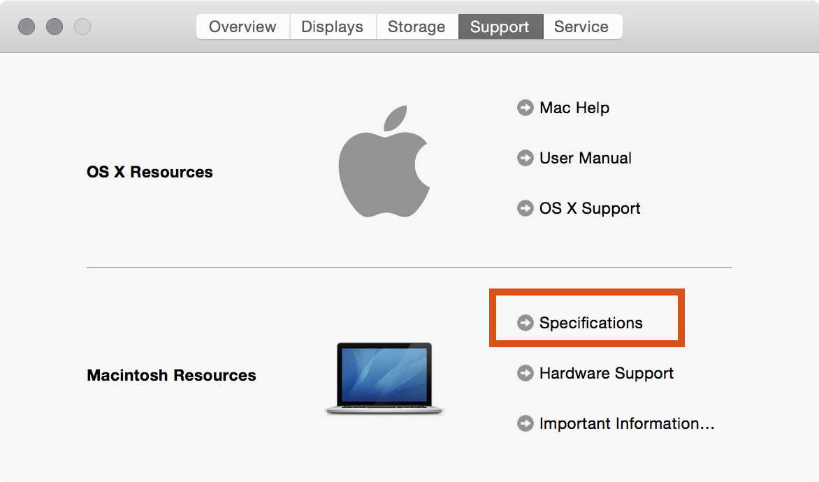About This Mac/Support