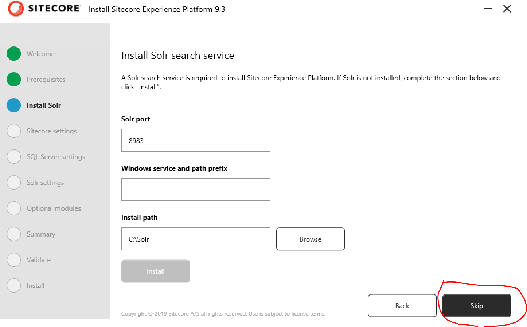 Skip Install Solr