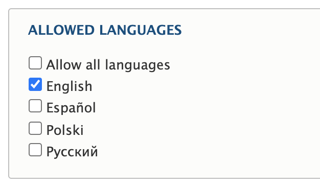 Allowed Languages