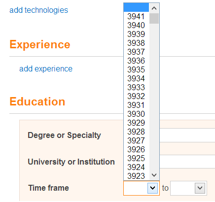 Date Selection for Time Frame