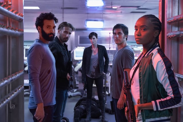 Image of (from left to right) Joe, Booker, Andy, Nicky and Nile, from "The Old Guard" (2020).