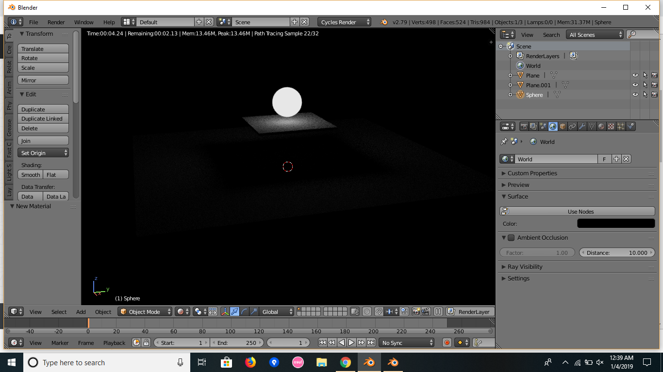 Blender 2.7 with just emission shader on