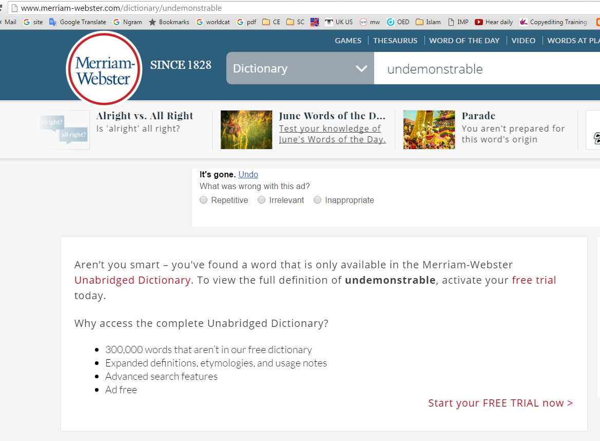 Merriam Webster screenshot