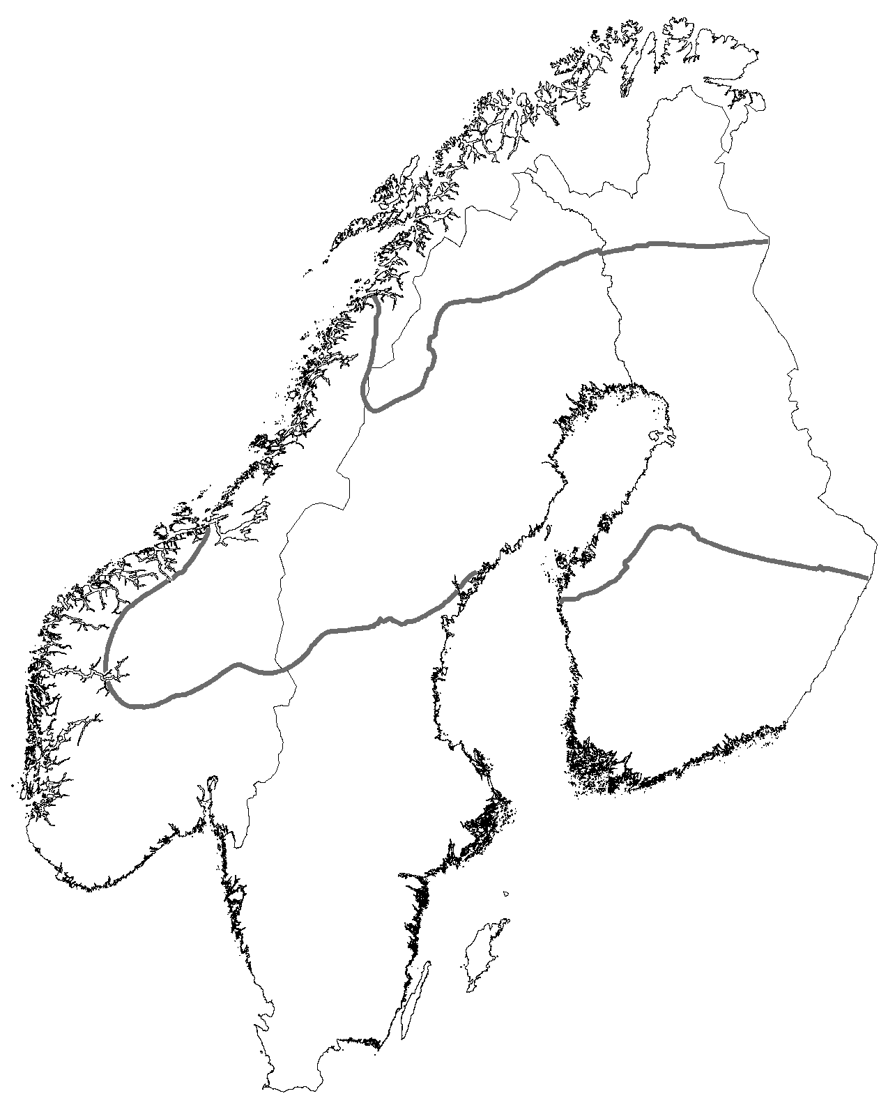 Fennoscandinavia with contour intervals for trait frequency