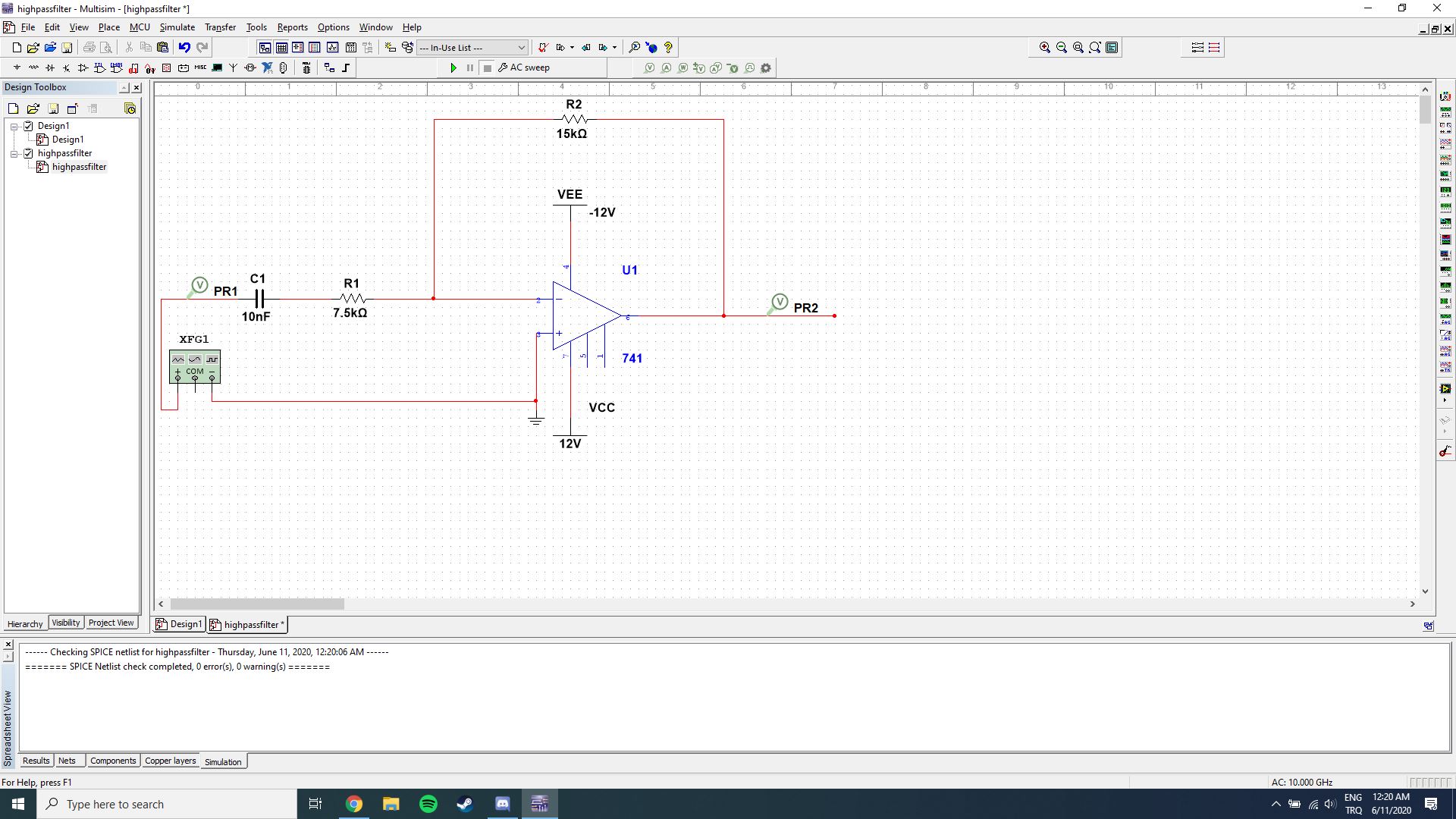 high pass filter schematic