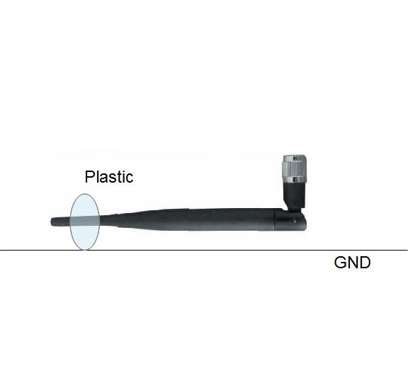 End of the antenna fastened with plastic